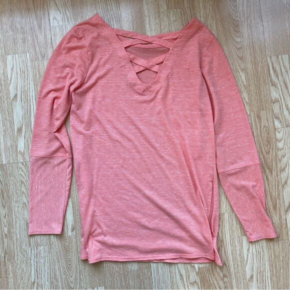 Prana Esme Pink and White Striped Shirt - Size: Medium - Picture 8 of 8